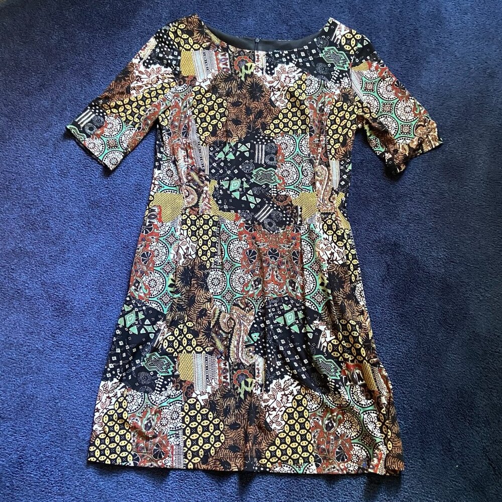 Euc Roz & Ali Boho Patchwork Print Fit & Flare Dr… - image 1